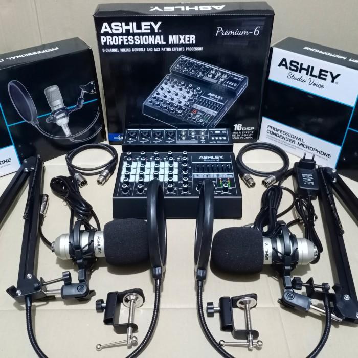 Terlaris Paket Podcast 2 Orang Mixer Ashley Premium 6 Mic Ashley Studio Voice
