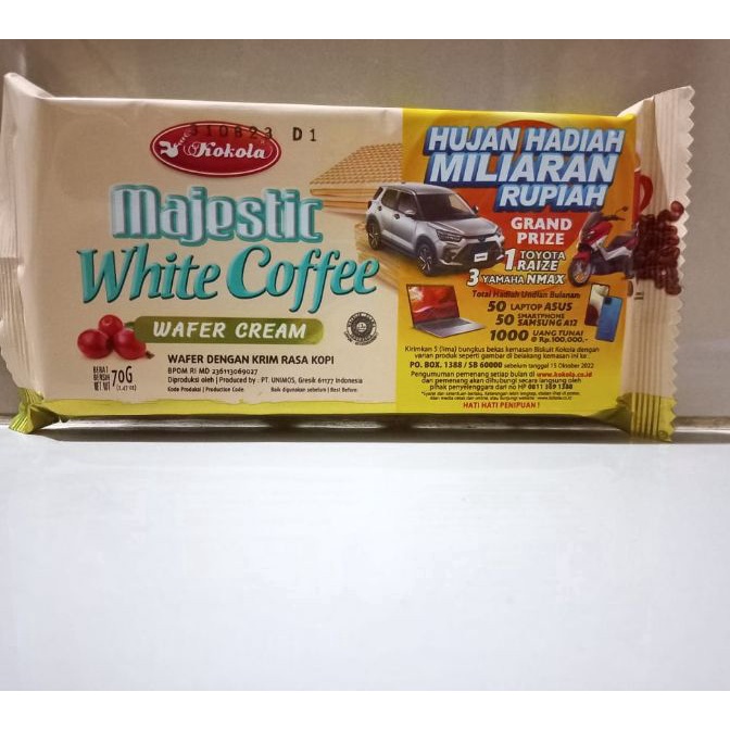 

Terbaru | KF7 | wafer kokola majestic white coffe 70gr 1 dus