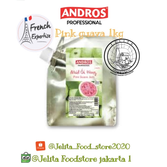 

Andros Pink Guava Jam Doypack 1Kg - selai jambu pink