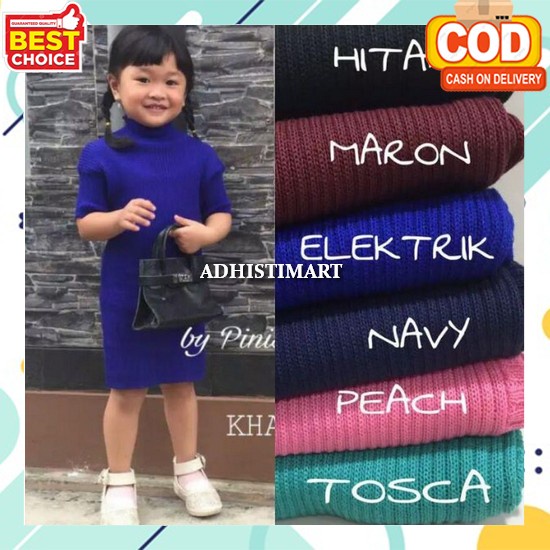 Dress Anak Cewek Polos Motif Dress Anak Perempuan Import Kecil Lucu Kekinian Premium Quality Lengan 