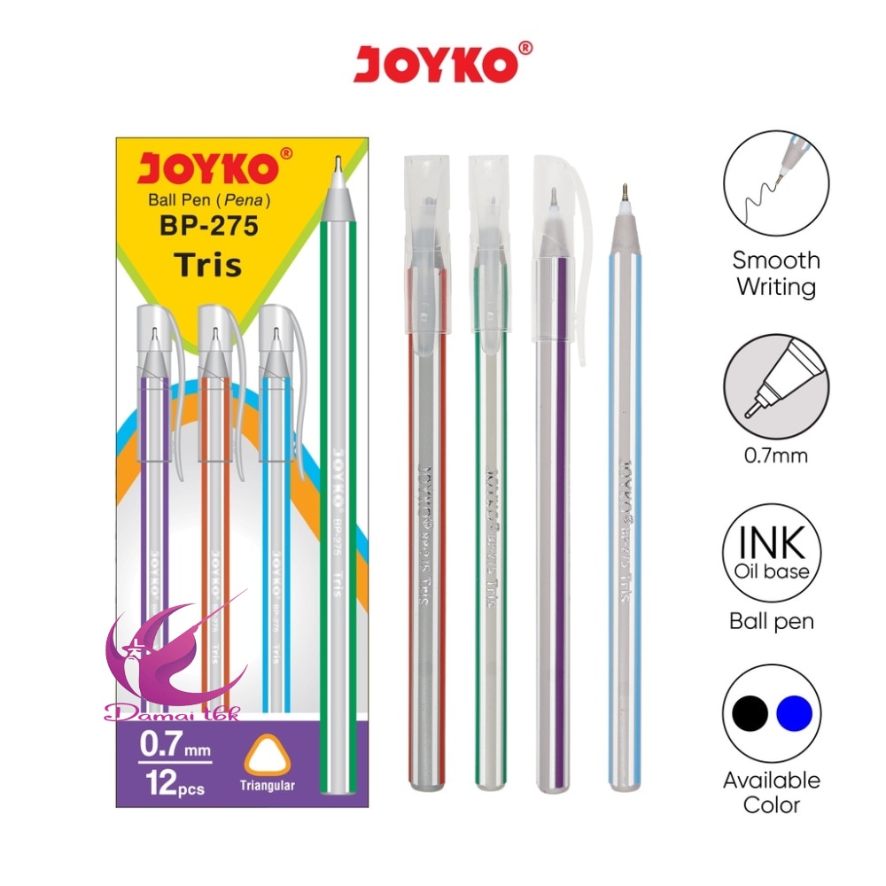 

Ball Pen Pulpen Pena Joyko BP-275 Tris 1 BOX 12 PCS 0.7 mm