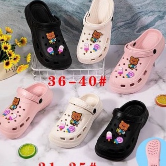 Bisa COD littlekiddoss Sandal Clog Bear Sendal Wedges Anak Remaja Dewasa Import Sendal Fuji bahan Ev