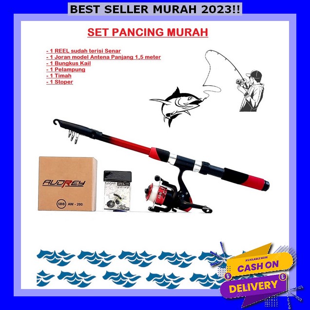 Pancing 1 Set Lengkap Kuat Cod Terbaru 2023 Fishing Paket Memancing Laut Sungai Pancingan Set Lengka