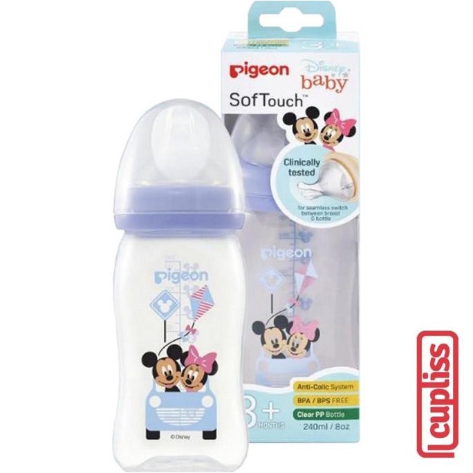 PIGEON Bottle PP Wide Neck 240ml Purple Disney Botol Susu 240 ml