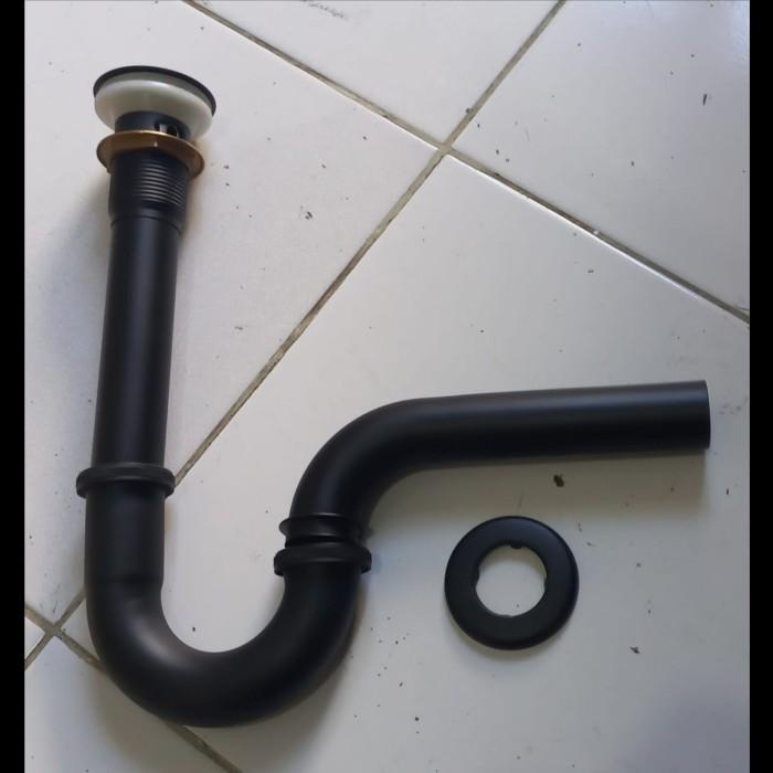 Kujo Sifon Angsa Pencet Sifon Wastafel Leher Angsa Stainless Hitam,Afur Bla