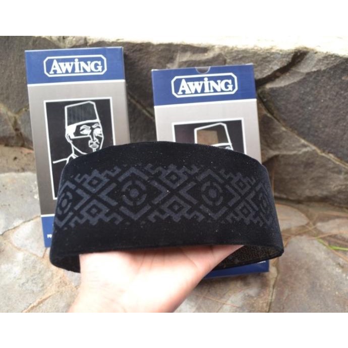 Songkok Hitam Awing Motif Laser Kopiah Awing Original