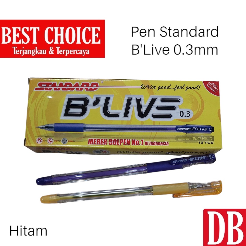 

Baru Ballpoint / Pulpen Standard Blive 0.3 mm Hitam (12 pcs) FSA
