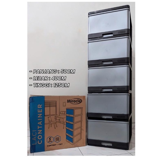 Kiol Lemari Laci Container Plastik 5 Susun Jumbo Miracle