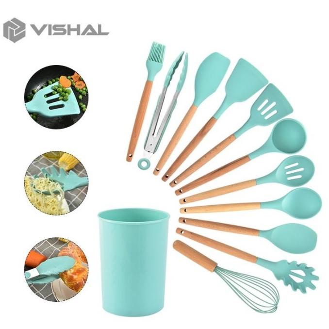 VISHAL 12pcs Kitchen Set Spatula Masker Alat Dapur Spatula Silikon