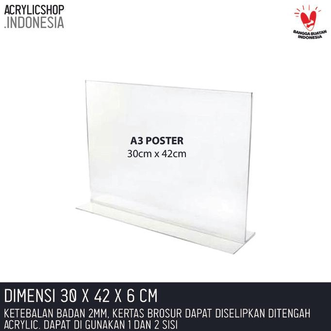 

Akrilik Tempat Brosur A3/Acrylic Tent Card Holder Lanscape A3 Type T hen01