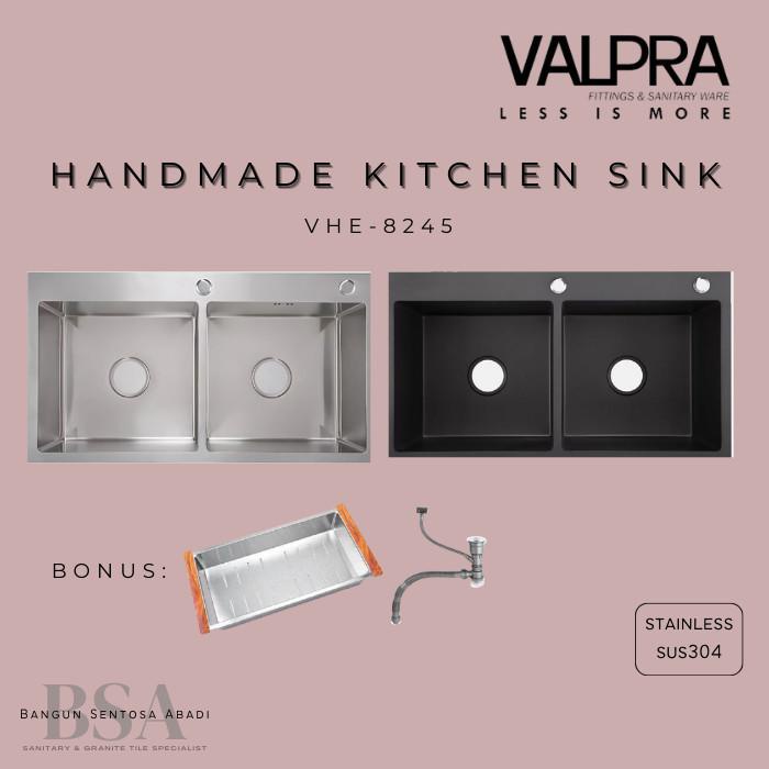 Kujo Bak Cuci Piring Stainless 2 Lubang Hitam + Kitchen Sink Valpra Black