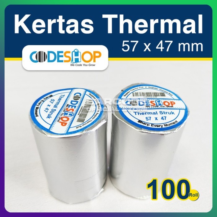 

Aurealiamall Kertas Thermal Codeshop 58X47 / 57X47 Mm ( 1 Dus ) Struk Printer Kasir