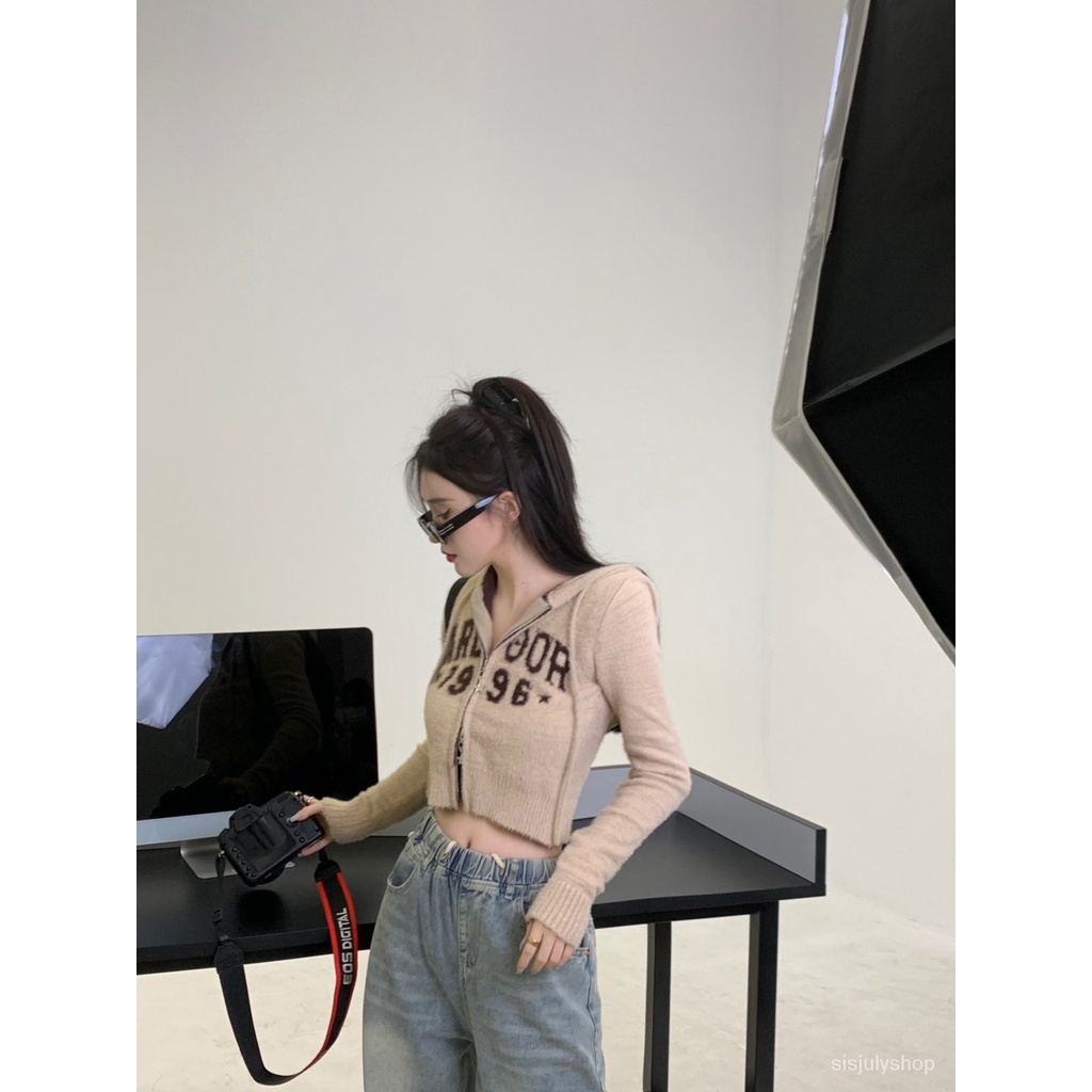 [✅BISA COD] #Sisjuly# Sweater Wanita / Cardigan Rajut Berkerudung Wanita / Ritsleting Vintage Pendek
