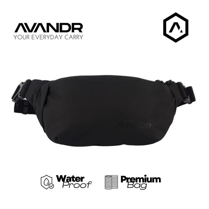 AVANDR 2X Black Matte Waist Bag Tas Pria Medium Waterproof Multifungsi