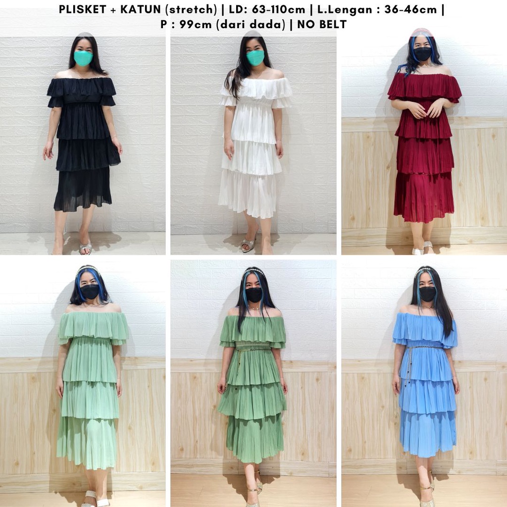 4086 lucie plisket dress pesta wanita