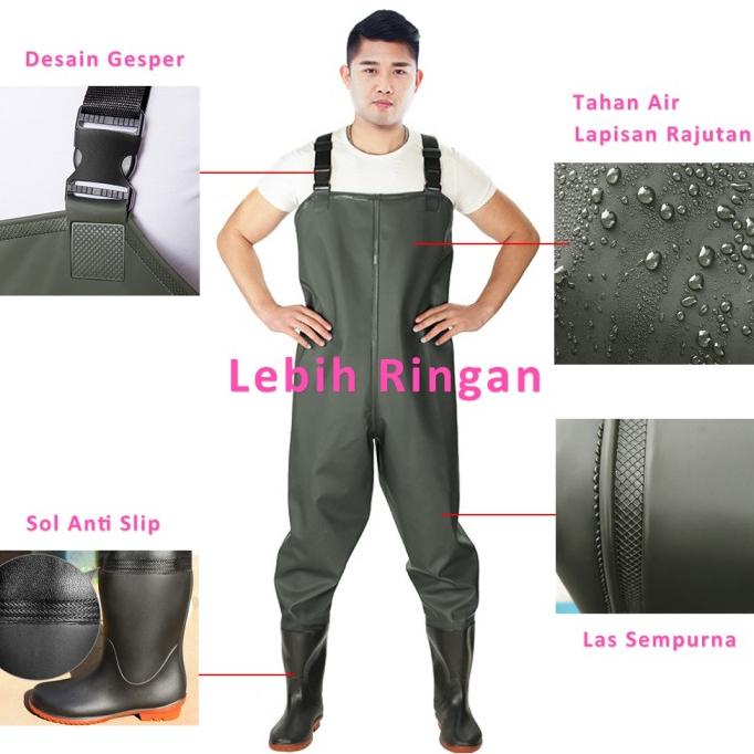 Sepatu Bot Karet Petani Panjang Celana Safety Wader Pants Anti Air