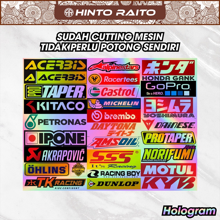 Stiker Motor Hologram Stiker Racing Hologram 1 Pack Isi 26 Sticker Motor Hologram - Stiker Sponsor Sticker Racing Stiker Motor Keren Hologram