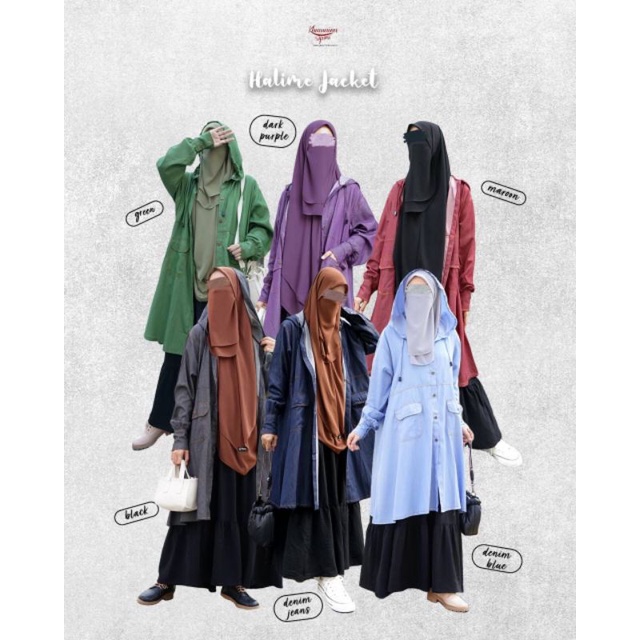 HALIME JACKET BY KHUMAIRA SYAR'I TERBARU JACKET DENIM JEANS MUSLIMAH KEKINIAN LONG OUTER SYAR'I JAKE