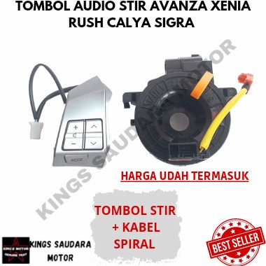 Tombol Audio Stir Avanza Xenia Rush Calya Sigra Komplit Kabel spiral - Tombol Stir