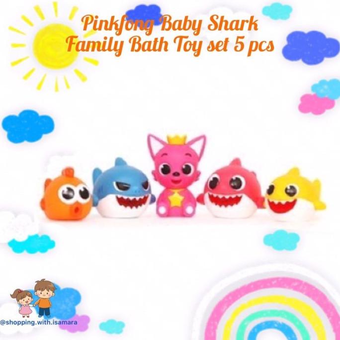 Pinkfong Baby Shark Family Bath Toys Set 5 Pcs / Mainan Mandi