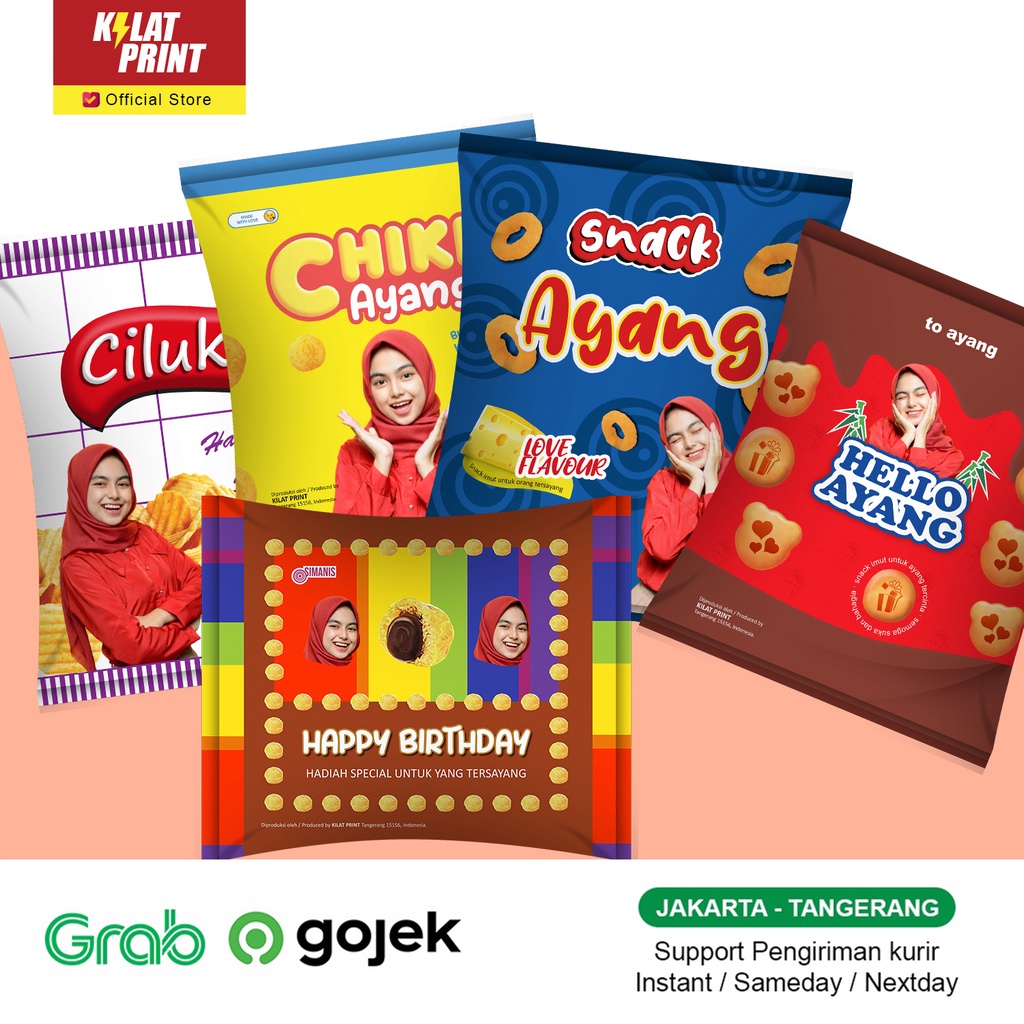 

Snack Custom Foto Teks Bungkus Pouch Jumbo Sameday