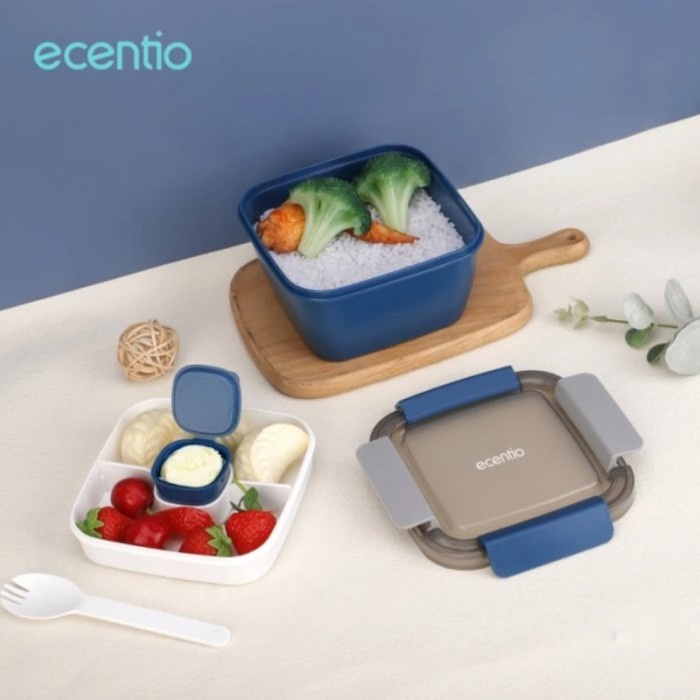 

Ecentio Kotak Makanan / Kotak Bekal / Lunch Box Set 1100Ml Bpa Free