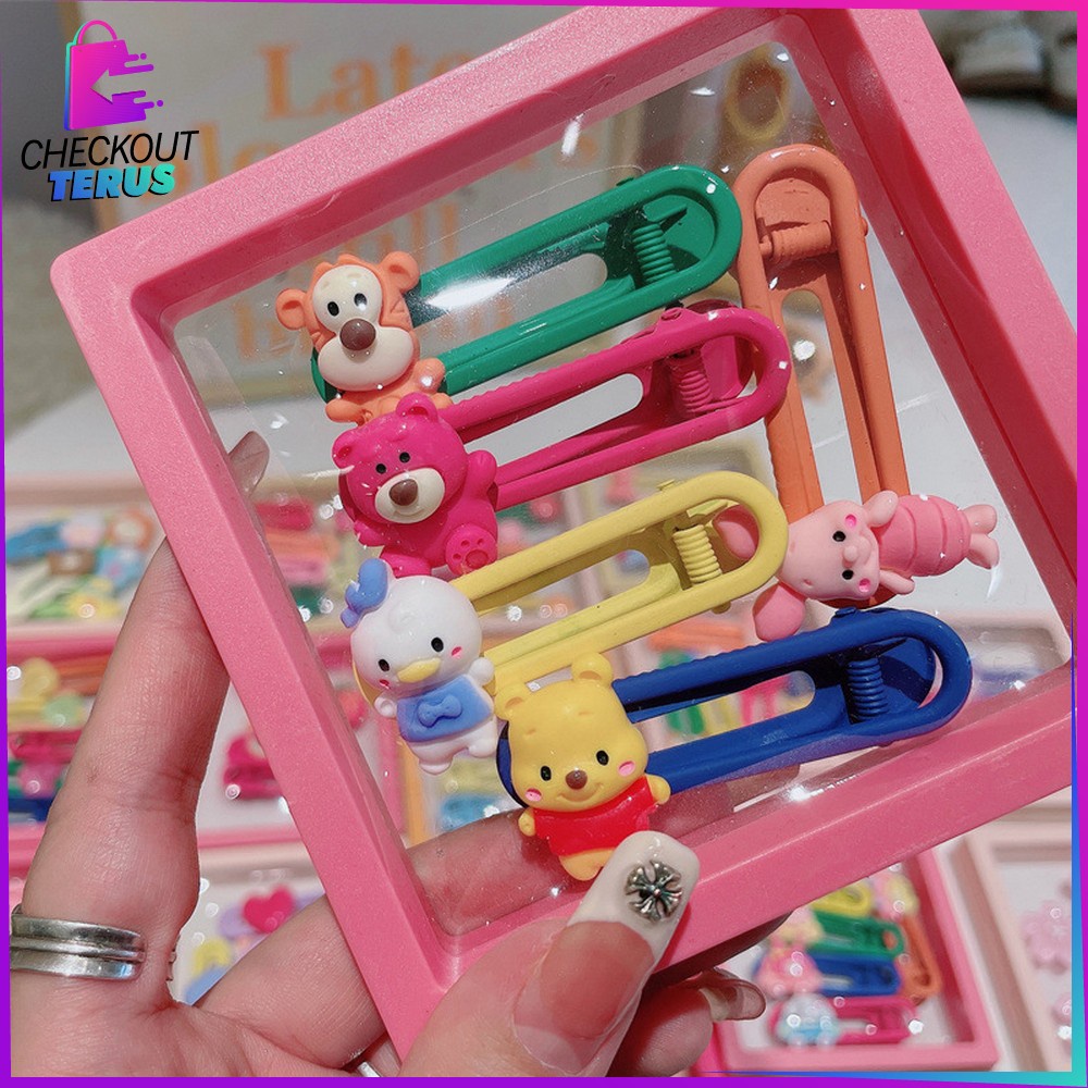 CT C878 Jepit Rambut Anak Karakter 5IN1 Hair Pin Set Aksesoris Rambut Anak Perempuan  Set Jepitan Rambut Korea Motif Bunga Lucu Import