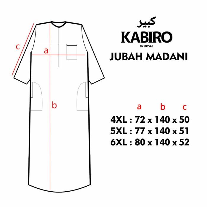 Baju Gamis Jubah Pria Big Size 4Xl 5Xl 6Xl Jumbo Jubah Madani - Hitam