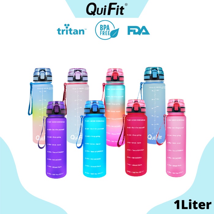 Yy0419 Quifit -1Lmtbotol Minum Tritan Motivasi 1L 100% Bpa Free
