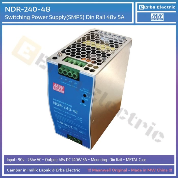 Meanwell NDR-240-48 Switching Power Supply SMPS 48v 5a EDR Mean Well