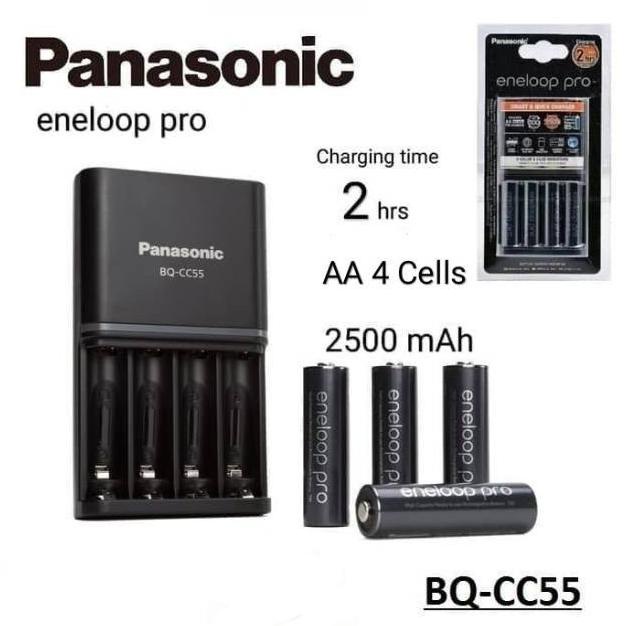 PANASONIC ENELOOP PRO SMART PLUS CHARGER + 4 BATERAI AA 2500MAH