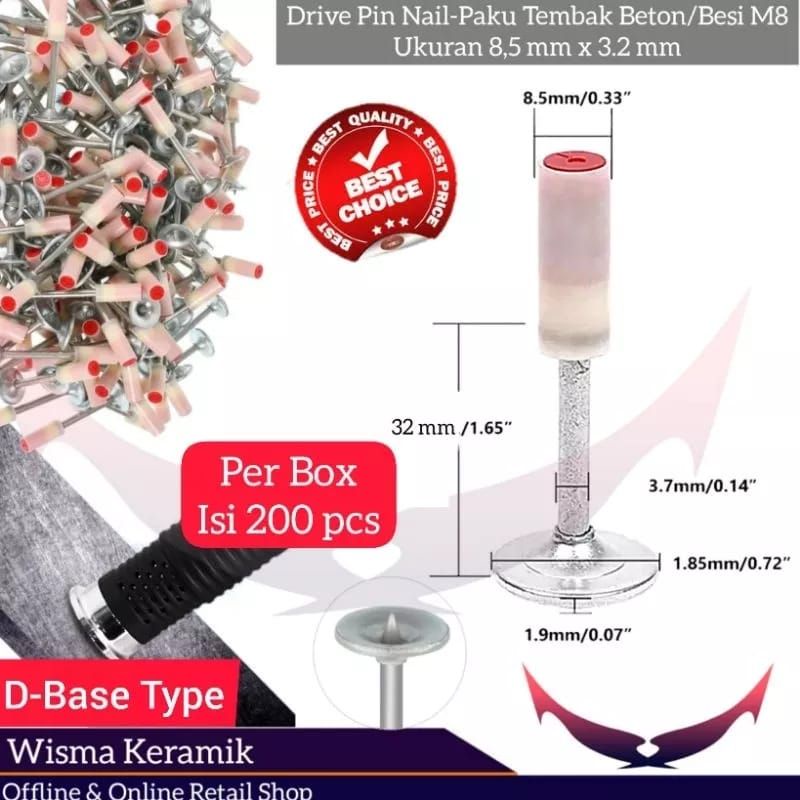 Paku stamset ramset boset, Paku tembak beton, paku baja, paku boset  standart lurus model washer bes