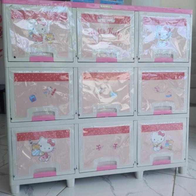 Napolly Lemari Plastik Pintu Sliding Triple 9 Pintu Susun 3
