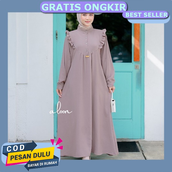 Kaftan Wanita Terbaru Warna Putih Hitam Milo Shabira Kaptan Long Dress Muslim Baju Kondangan Gaun Pe
