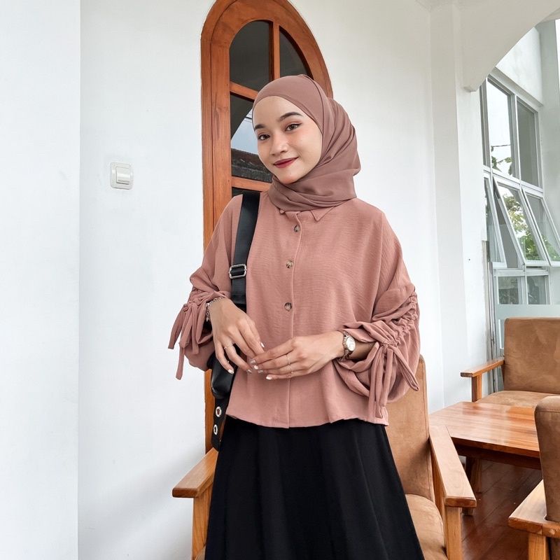 LAYLA BLOUSE CRINCLE WANITA | KEMEJA SERUT WANITA | BLOUSE KEMEJA | ATASAN WANITA