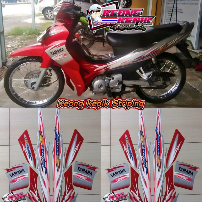 (BISA COD) STRIPING STIKER LIS BODY MOTOR YAMAHA JUPITER Z BURHAN 2007 STANDAR ORI MERAH SILVER