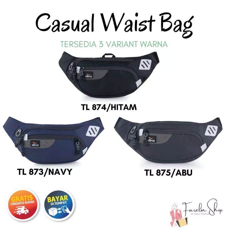 Tas Selempang Pria Elbrus Original Tas Waistbag Slingbag Pria Tas Tali Pinggang Pria Cassual High Qu