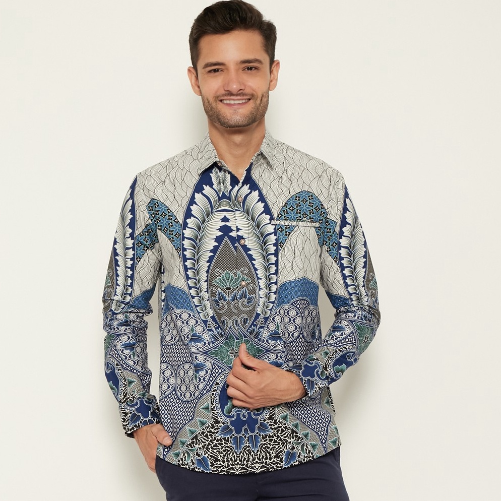REKOMENDASI M231 Kemeja Pria Batik Panjang Biru 1722B