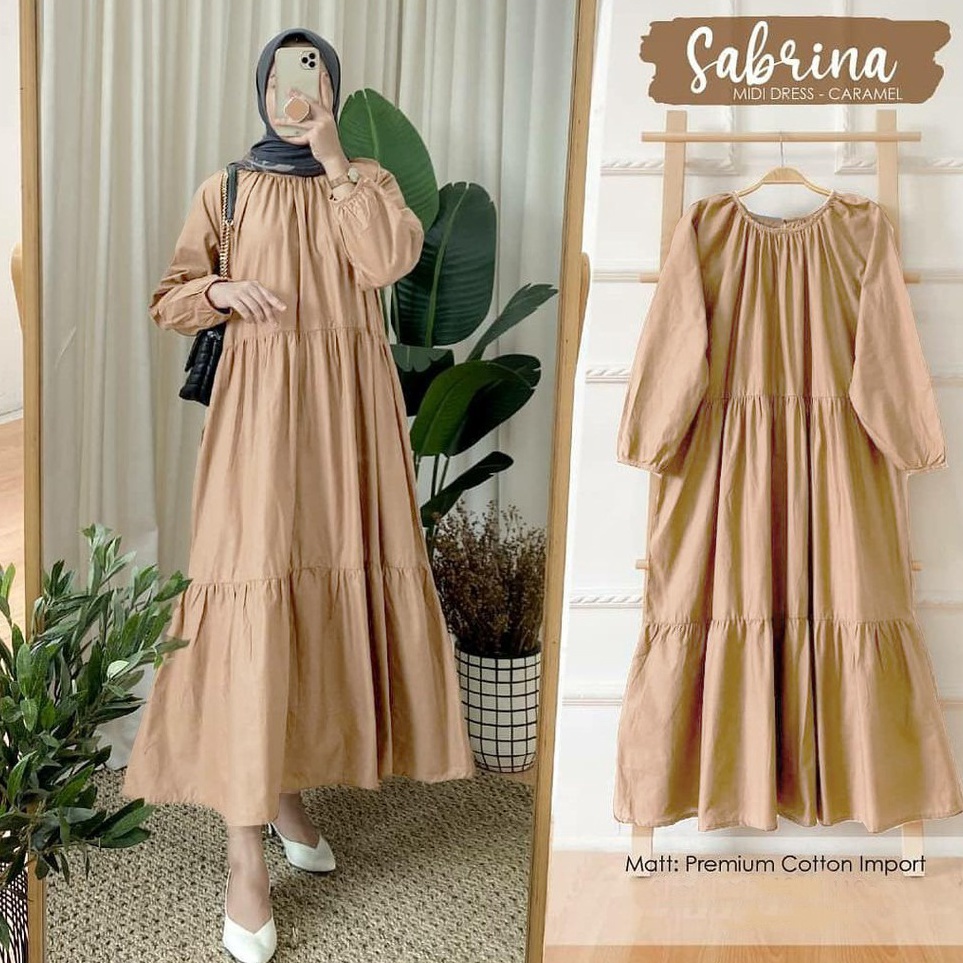 [KODE 1920] Sabrina Midi Dress  Wanita Polos