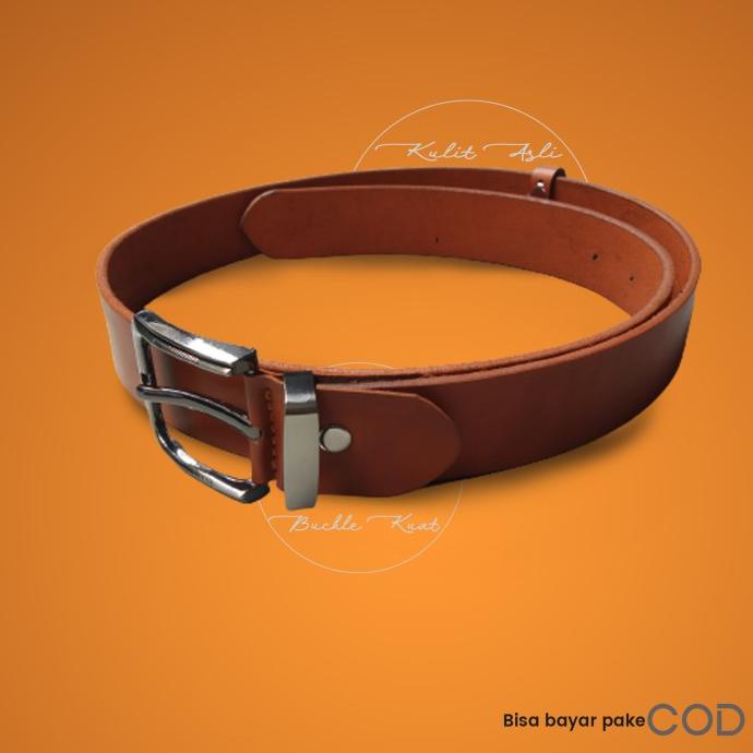 Ikat Pinggang Pria Kulit Asli Warna Tan 4Cm - Gesper - Belt