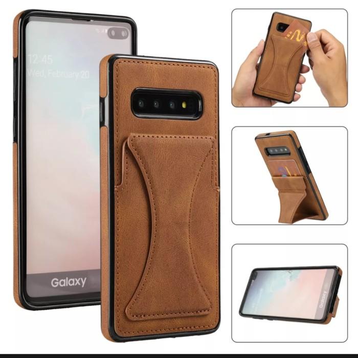Samsung Galaxy S10 Plus + Soft Case Casing Cover Kulit Leather Magnet