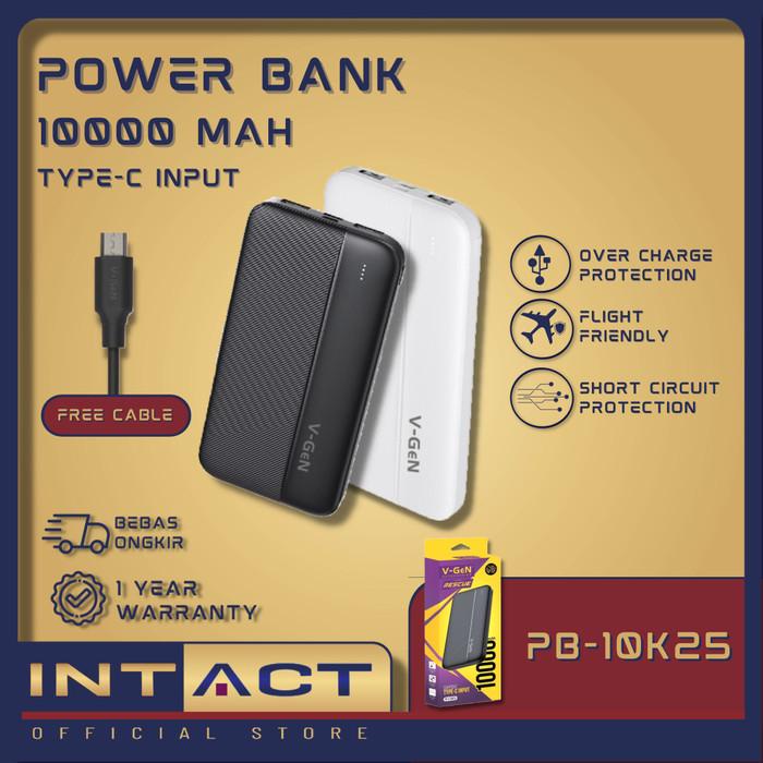 Powerbank Powerbank V-Gen Rescue V10K25 10000Mah Type C 2 Port Usb Slim Design
