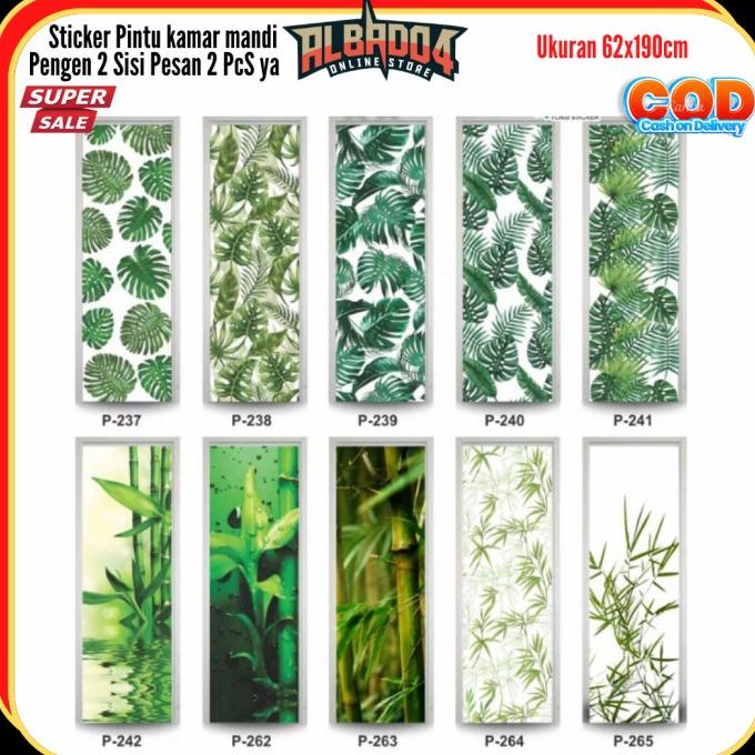 STIKER PINTU KAMAR MANDI ANTI AIR MOTIF MONSTERA