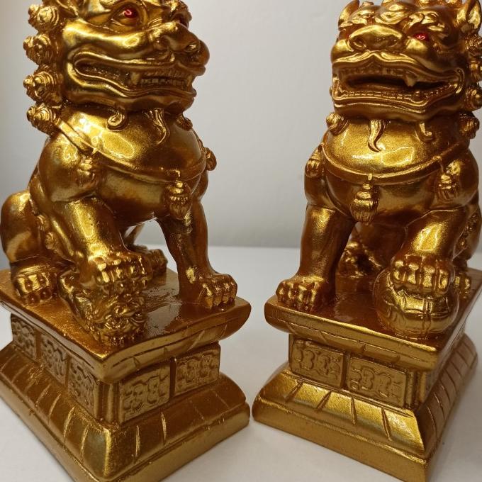 ((((()paling dicari] pajangan sepasang patung singa emas