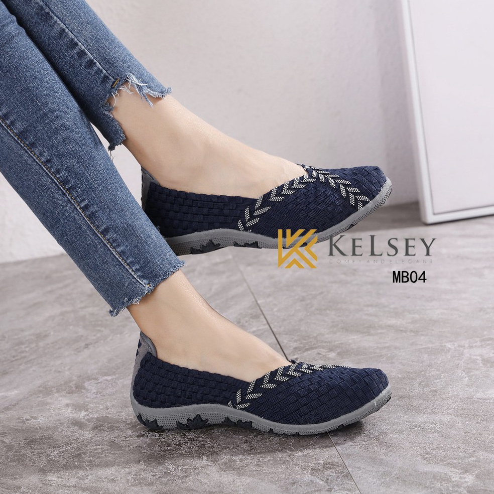 HARGA BERSAHABAT|| Kelsey Sepatu Rajut Wanita MB04 Sepatu Rajut Flat Wanita Flats Shoes Rajut anyama