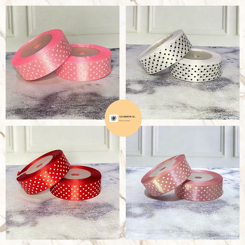 

49 PITA SATIN ONDE POLKADOT 1 INC 2.5cm GOODIE BAG SOUVENIR PESTA ULANG TAHUN PERNIKAHAN HIASAN ROL 6182