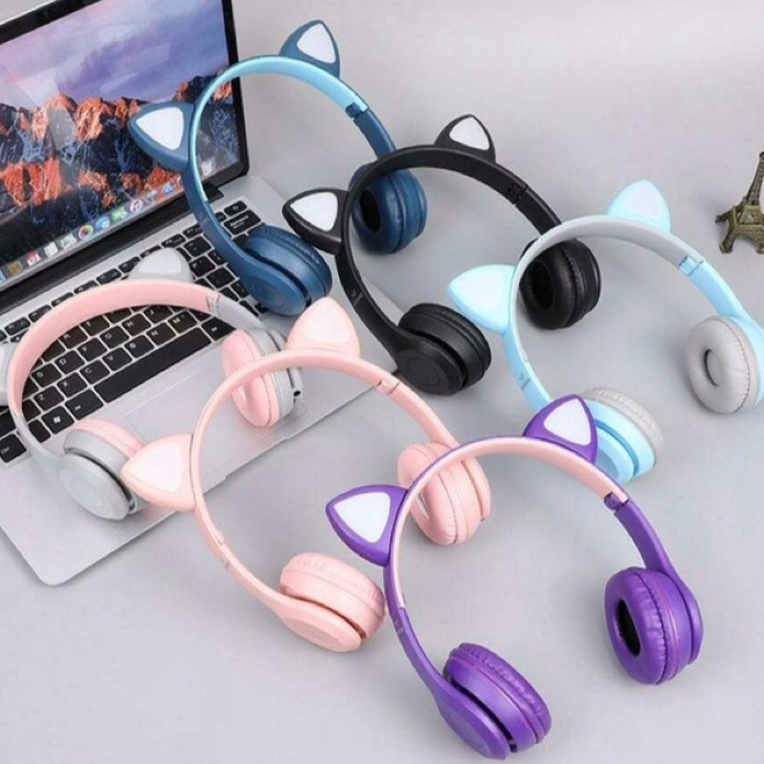 Promo Headphone headset wireless bluetooth P47 M - Cat ear Mz 47