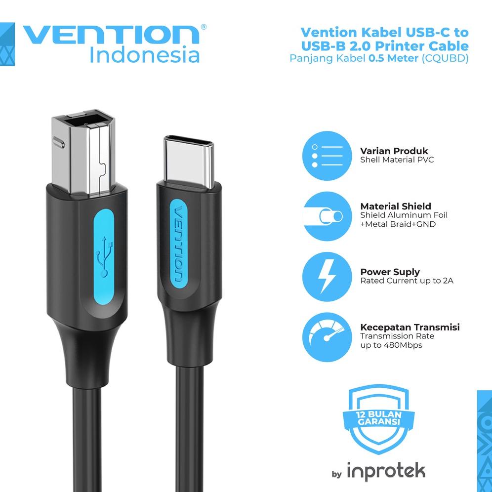 Terbaru Vention Kabel Usb-C To Usb-B 2.0 Printer Cable Scanner For Epson Canon