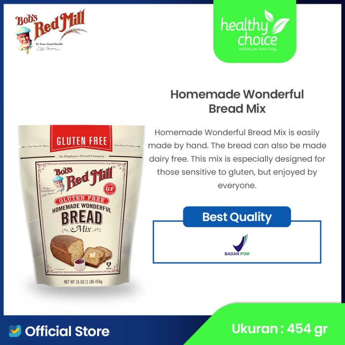 

Bob's Red Mill Gluten Free Homemade Wonderful Bread Mix 454gr