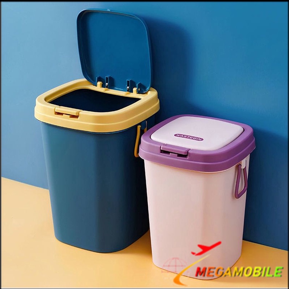 TERBARU MM - Tempat Sampah Kamar Kotak Sampah Tertutup Tong Sampah Dapur Kamar Keranjang Sampah Plas